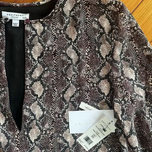 Equipment NWT Bonnie Dress in Snakeskin Tawny Port Multi Size XS - Picture 4 of 6